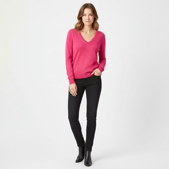 Banana Republic Pink Long Sleeve 100% Merino Wool V Neck Sweater NEW S - Picture 5 of 5